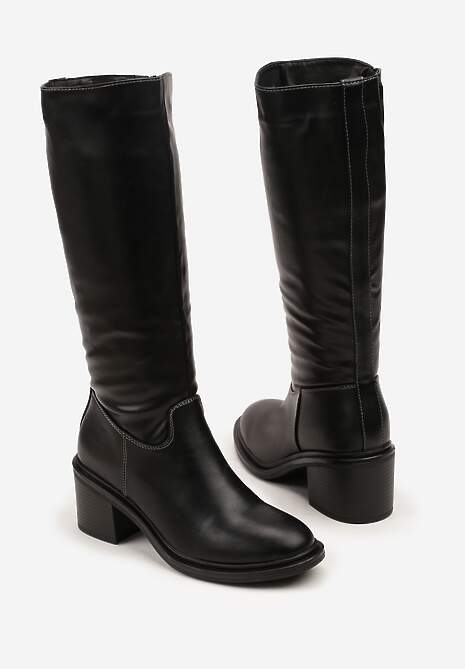 Czarne Kozaki Oficerki Vices na Słupku Giorima