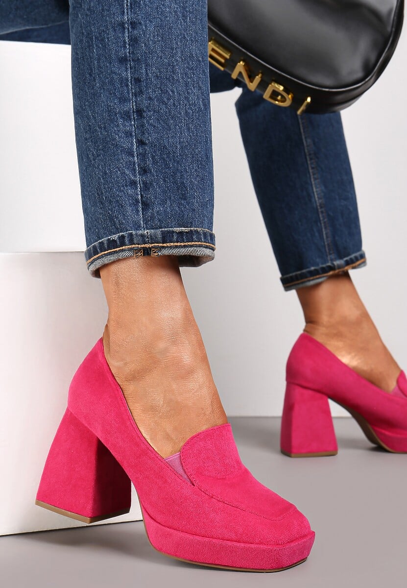 Fuksjowe Półbuty na Geometrycznym Słupku z Kwadratowym Noskiem Vathuvie