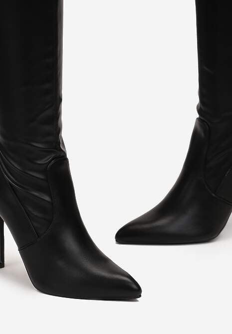 Czarne Kozaki za Kolano na Wysokiej Szpilce Mevanti