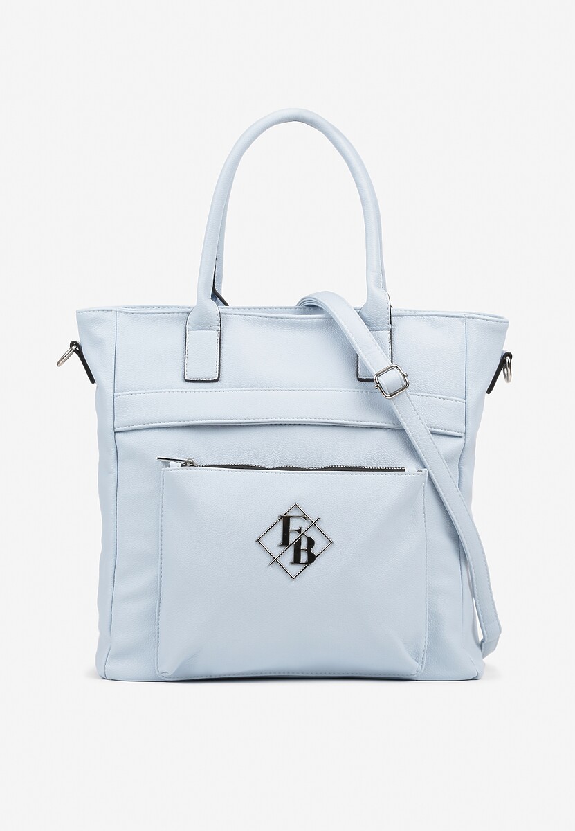 Szara Torebka Typu Shopper z Paskiem Crossbody Zdobiona Aplikacją Idaniela