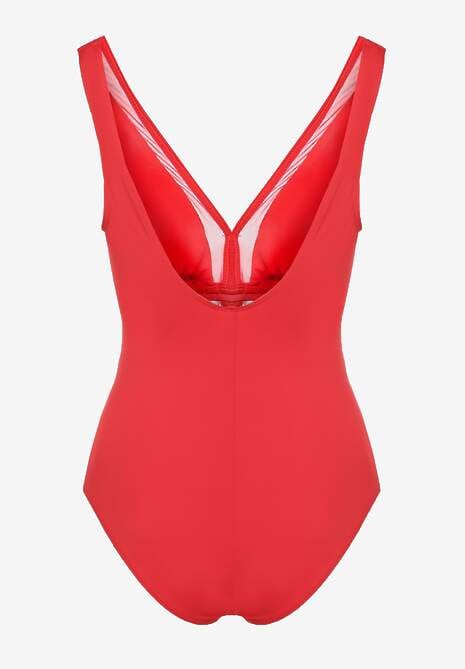 Czerwony Strój Kąpielowy z Transparentnymi Wstawkami Folore