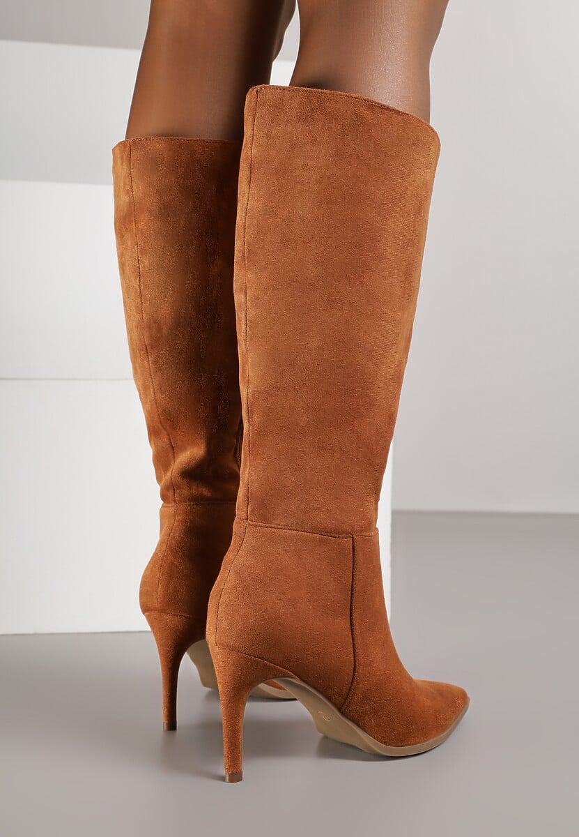 Brązowe Casualowe Kozaki Vices na Szpilce Tamirith