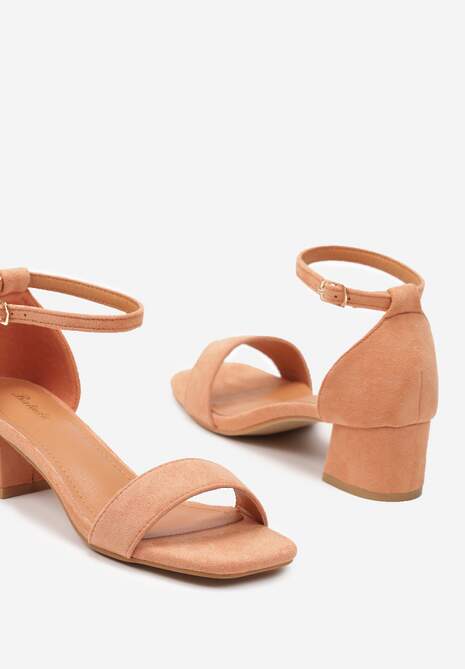 Pomarańczowe Sandały z Ekozamszu na Klasycznym Słupku Effiba