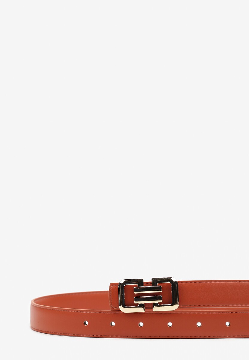 Jasnobrązowy Pasek Ozdobiony Klamrą o Geometrycznym Kształcie Vefia