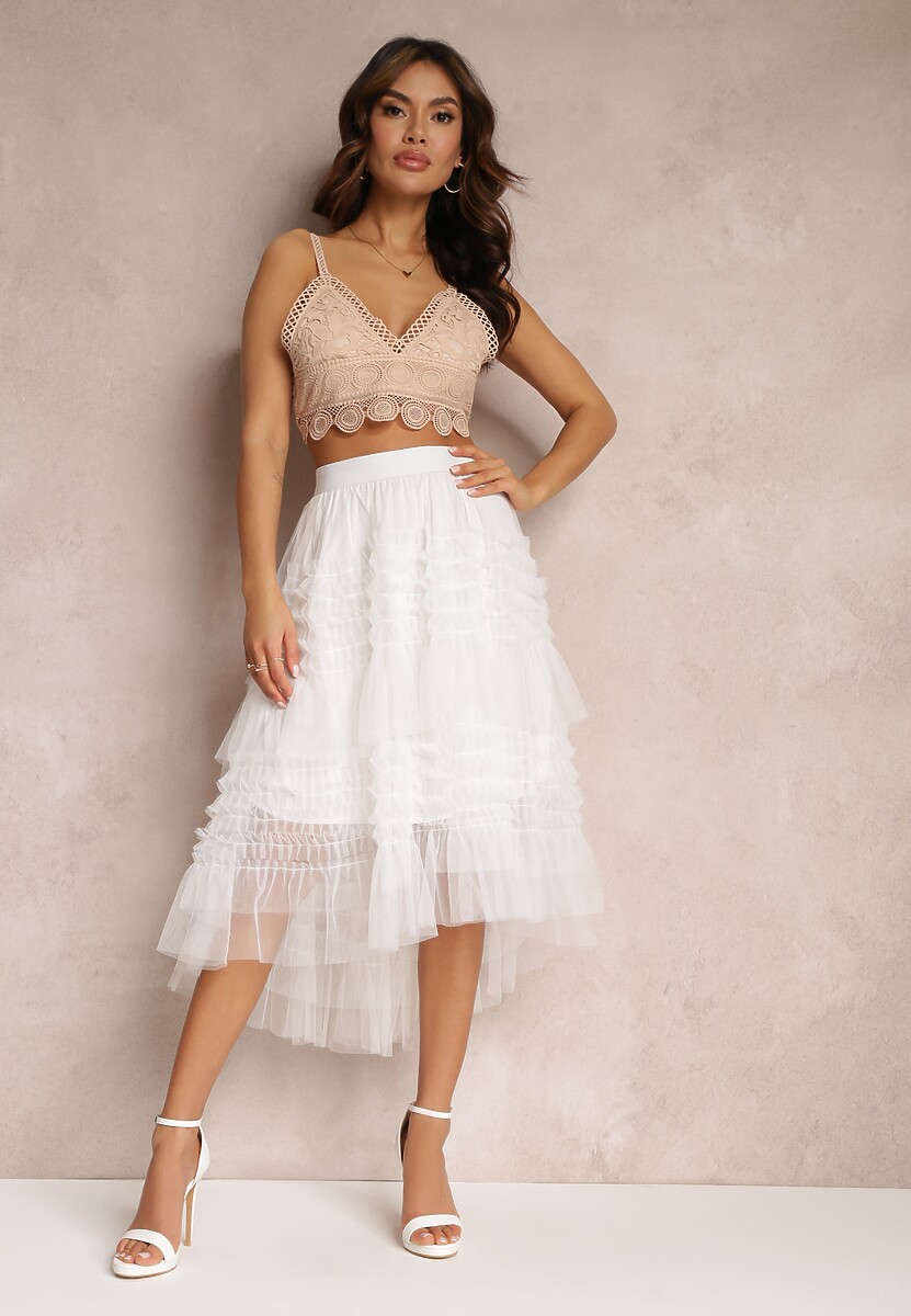 Beżowy Top Koronkowy Plusia