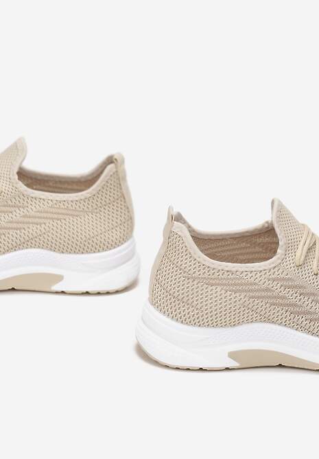 Beżowe Siateczkowe Buty Sportowe na Piankowej Podeszwie Linidas