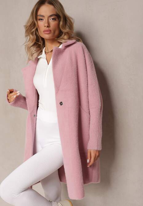 Różowy Płaszcz z Bawełną Oversize Brumisia