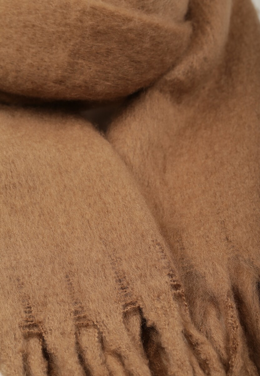 Brązowy Szalik Ozdobiony Frędzlami Owedela