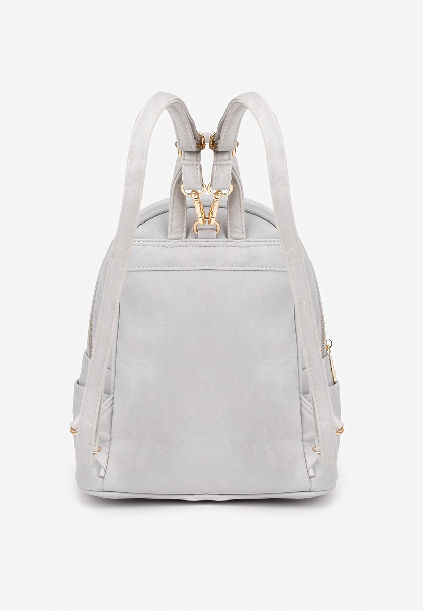 Szary Casualowy Plecak z Metalicznym Suwakiem Idalerra