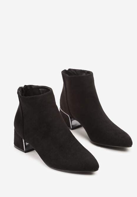 Czarne Botki Vices na Słupku o Geometrycznym Kształcie Ferrriva