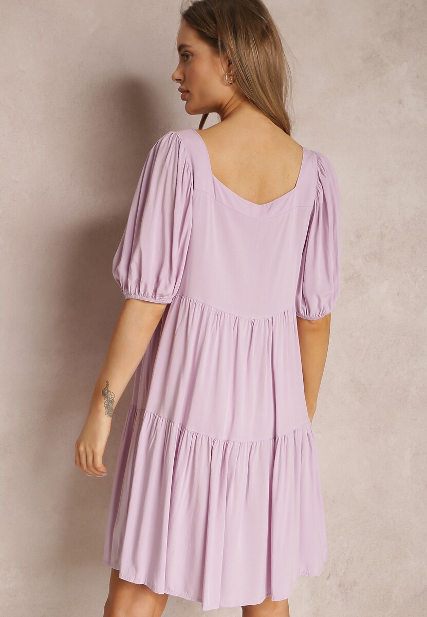 Jasnofioletowa Sukienka z Wiskozy Agathestra