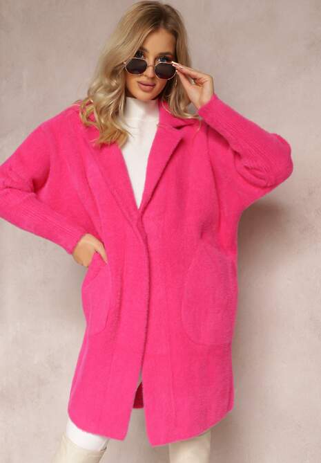 Fuksjowy Płaszcz z Bawełną Oversize Brumisia
