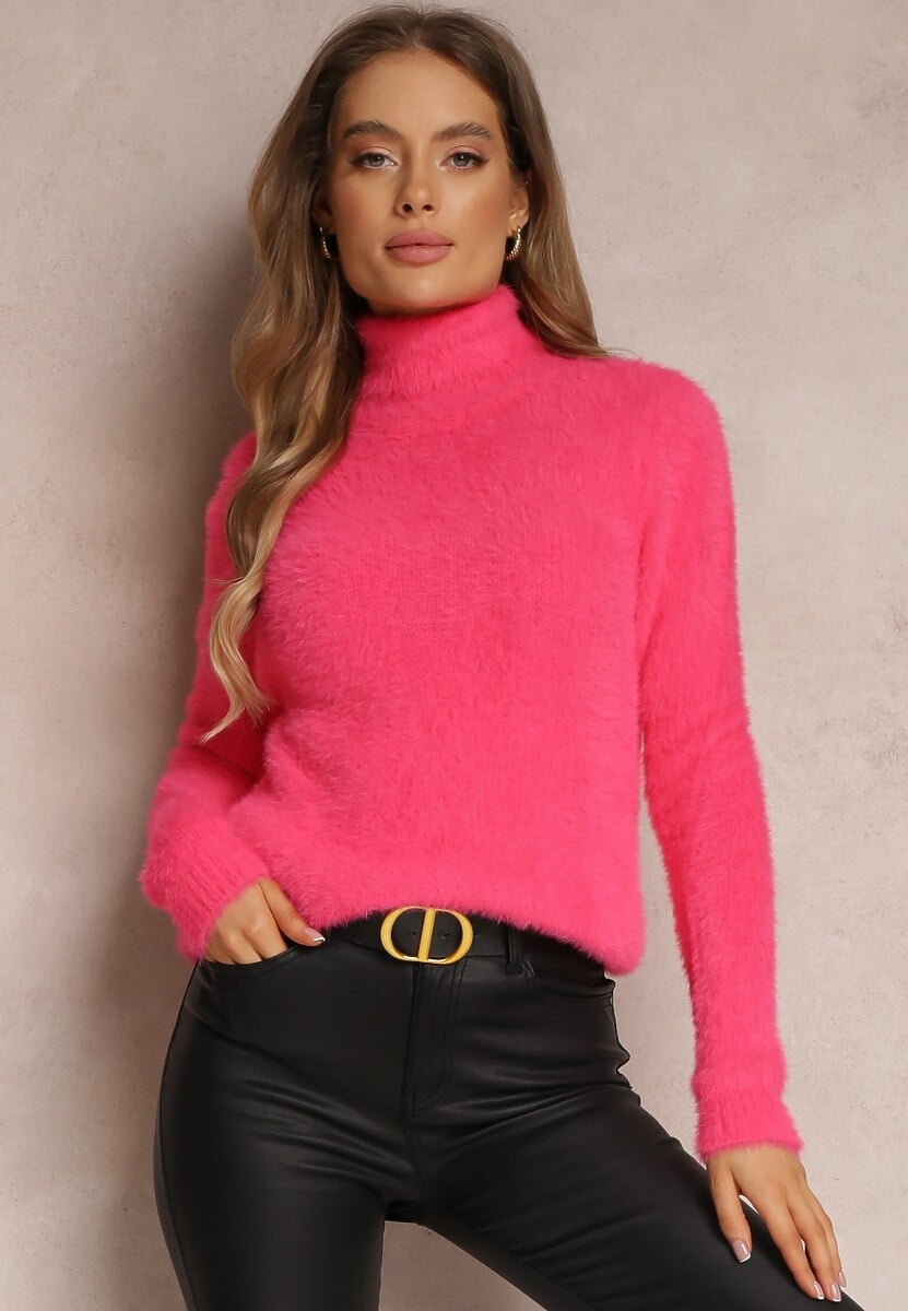 Różowy Golf Wełniany Cheki