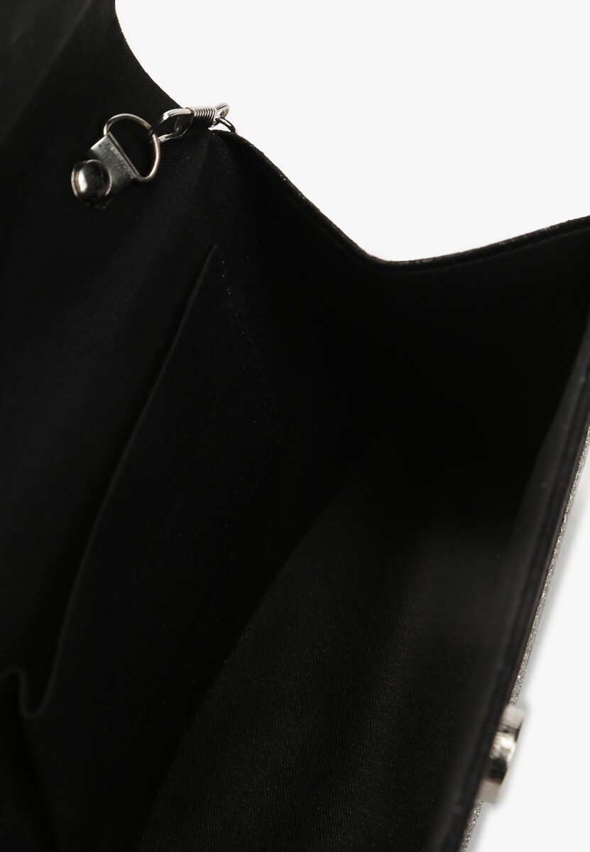 Czarna Połyskująca Torebka w Cyrkonie z Rączką Klesja