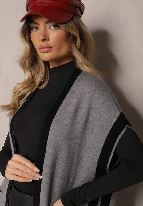 Szara Niezapinana Kamizelka z Wiskozą i Wsuwanymi Kieszeniami Tiarise