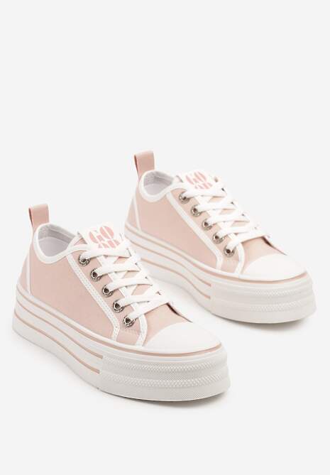 Różowe Trampki na Platformie Ozdobione Cyrkoniami Arenoria