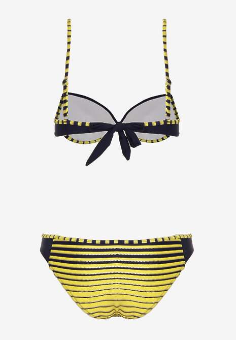 Żółte Bikini Dwuczęściowe w Paski Biustonosz i Figi Wialisa