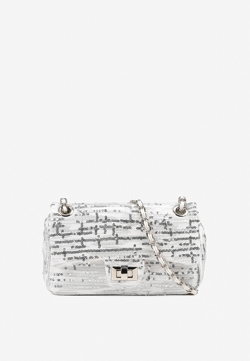 Szara Cekinowa Torebka na Łańcuszku Efanela