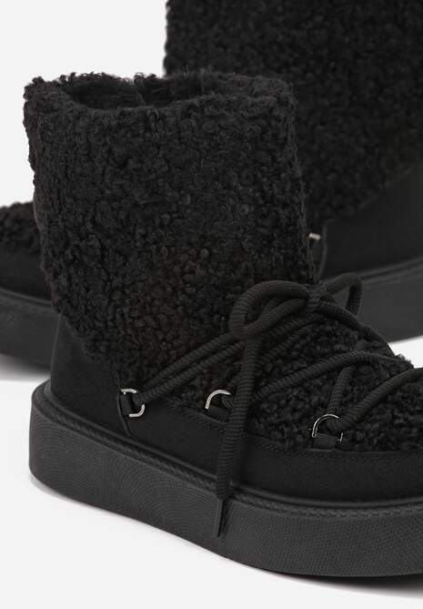 Czarne Śniegowce z Futerkiem Typu Teddy Allere