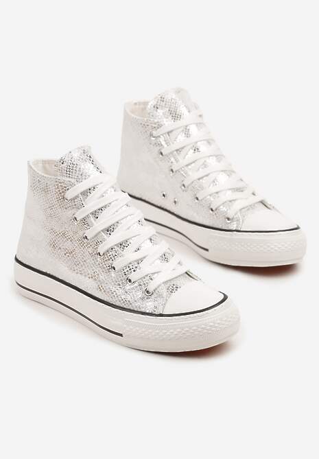 Srebrne Trampki z Wysoką Tłoczoną Cholewką Willevia