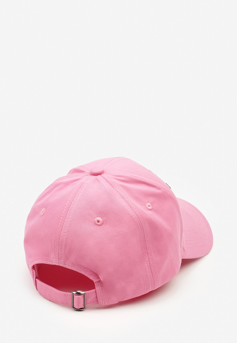 Różowa Czapka z Bawełny z Daszkiem i Napisem Mirazi