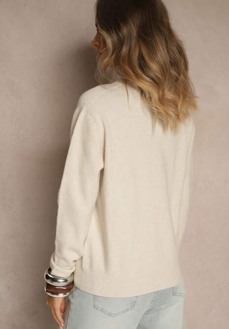 Beżowy Golf z Wełną i Wiskozą Olmeze