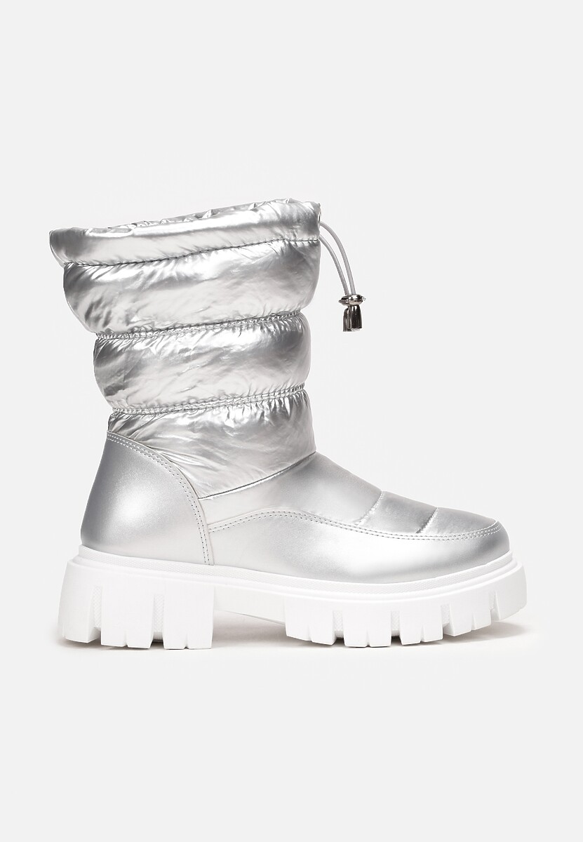 Srebrne Śniegowce Pikowane na Grubej Podeszwie Inaya