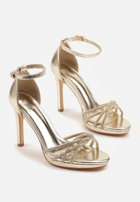 Złote Sandały Vices na Szpilce z Cyrkoniami Sarameira