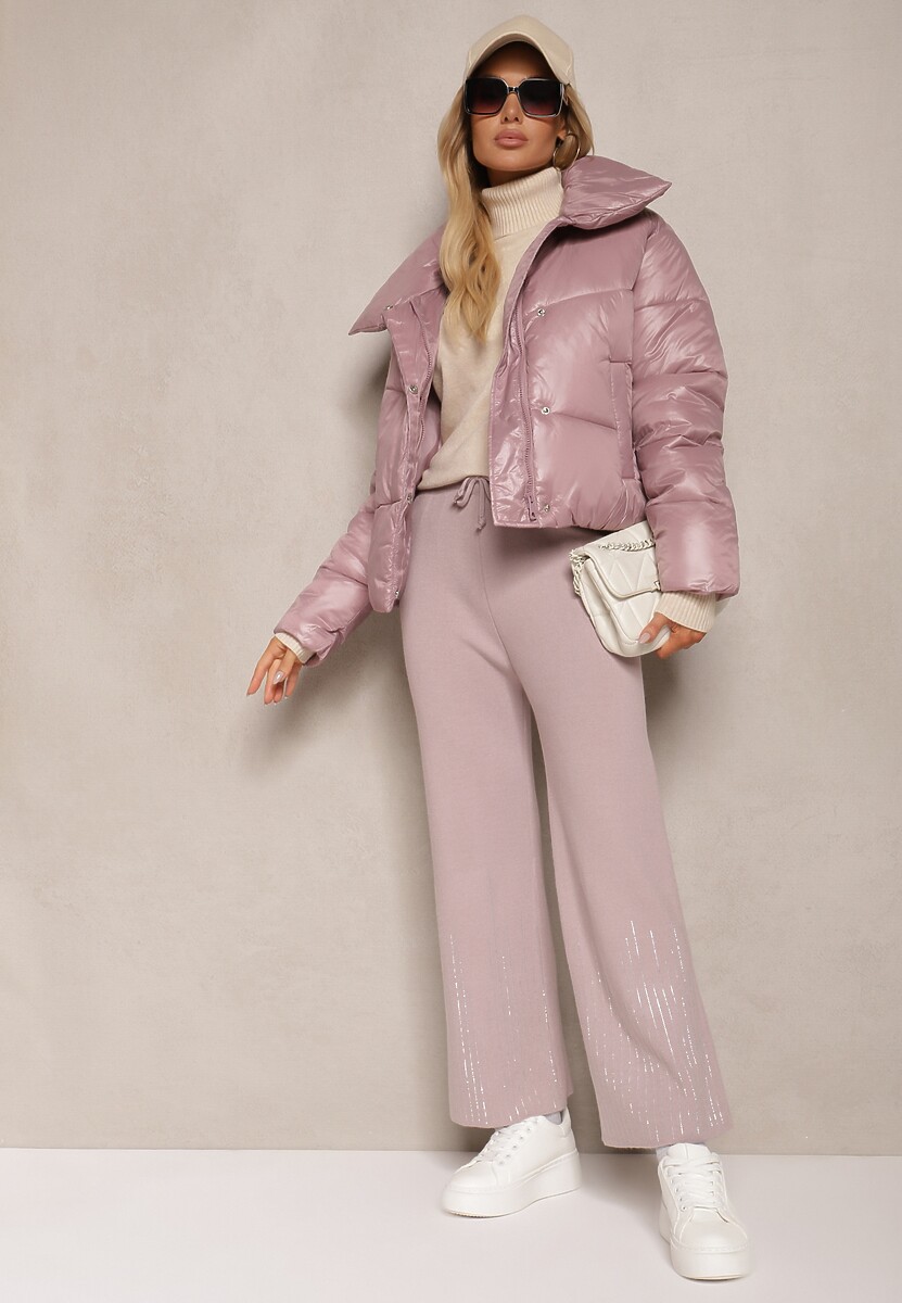 Ciemnozielone Spodnie o Szerokim Kroju High Waist z Cyrkoniami i Gumką w Pasie Loreitha