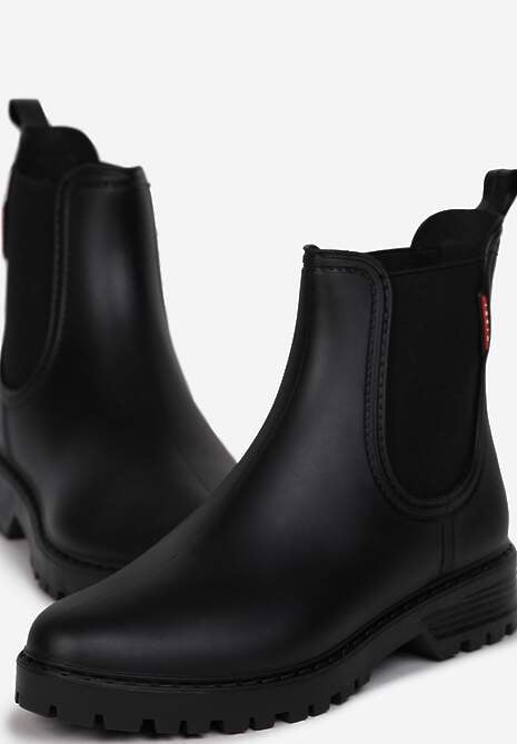 Czarne Płaskie Kalosze w Stylu Sztybletów Ovli