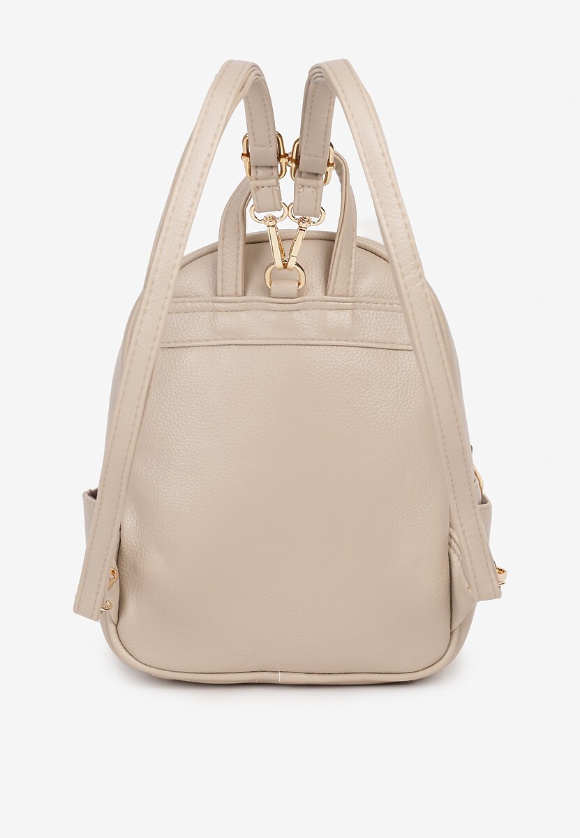 Ciemnobeżowy Plecak Ozdobiony Suwakami z Odpinanymi Paskami z Regulacją Nelmira