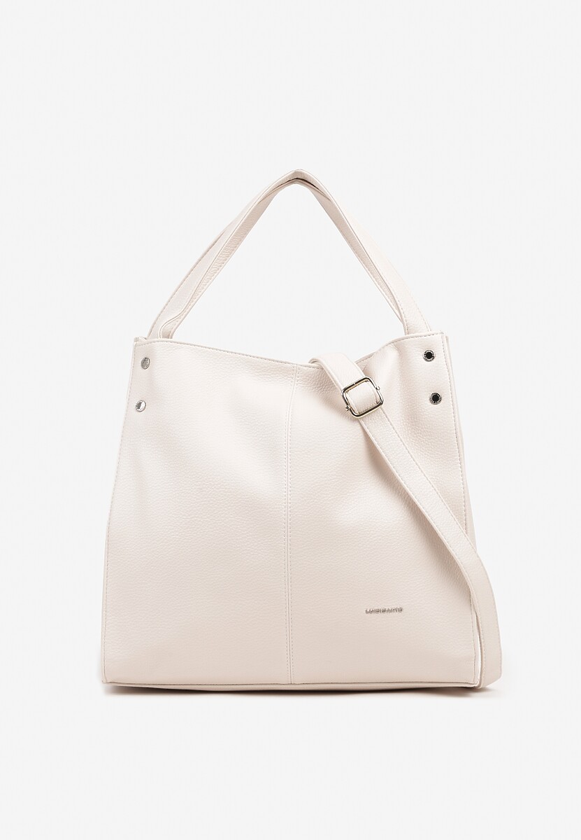 Jasnobeżowa Torebka w Typie Shopper z Paskiem i Rączką  Soreline