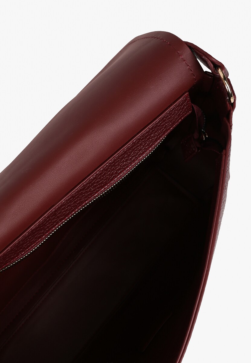 Bordowa Torebka Prostokątna na Ramię Ozdobiona Metaliczną Aplikacją Aderrive
