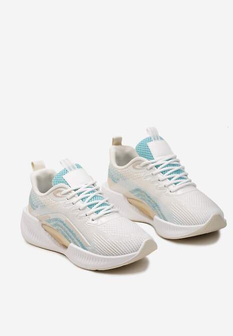Beżowo-Niebieskie Buty Sportowe z Siateczki z Ozdobną Wstawką na Podeszwie Yllaria