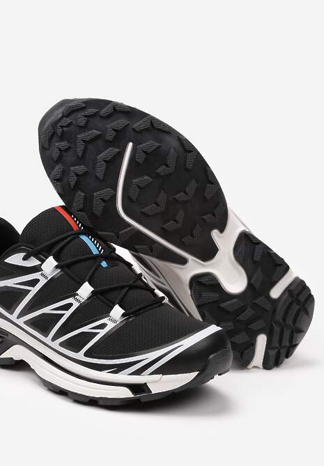 Czarno-Białe Sneakersy na Grubej Podeszwie ze Sznurowaniem i Ozdobnymi Gumowymi Elementami Tellgina