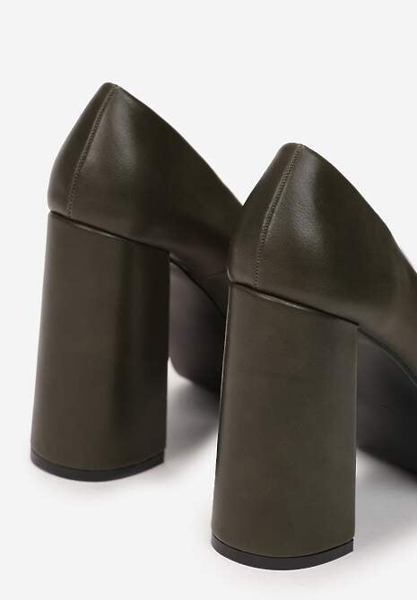 Zielone Wsuwane Czółenka na Wysokim Słupku i Platformie Penethia