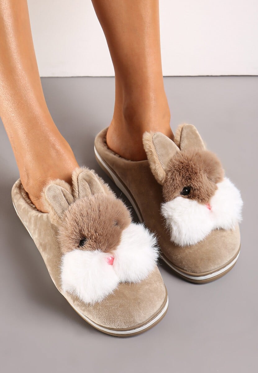 Ciemnobeżowe Kapcie Chloraleia