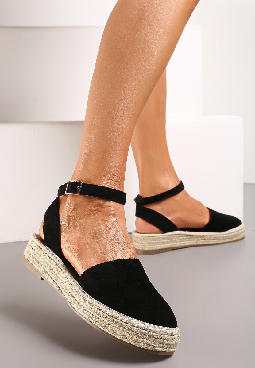 Beżowe Espadryle na Podeszwie z Plecionką Zapinane Przy Kostce Griolla