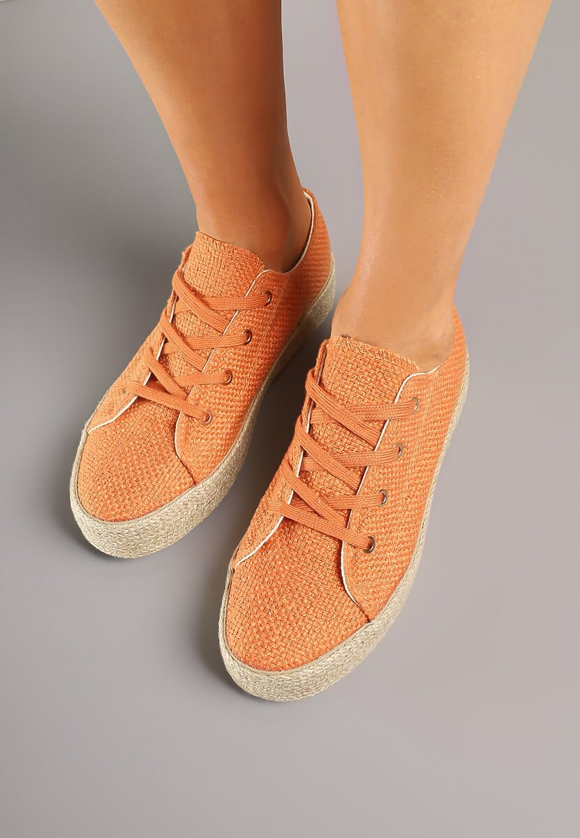 Pomarańczowe Trampki Ozdobione Plecionką Filatera