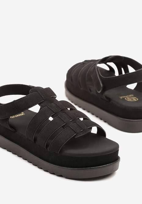 Czarne Sandały w Stylu Gladiatorek na Rzep Sorenevia