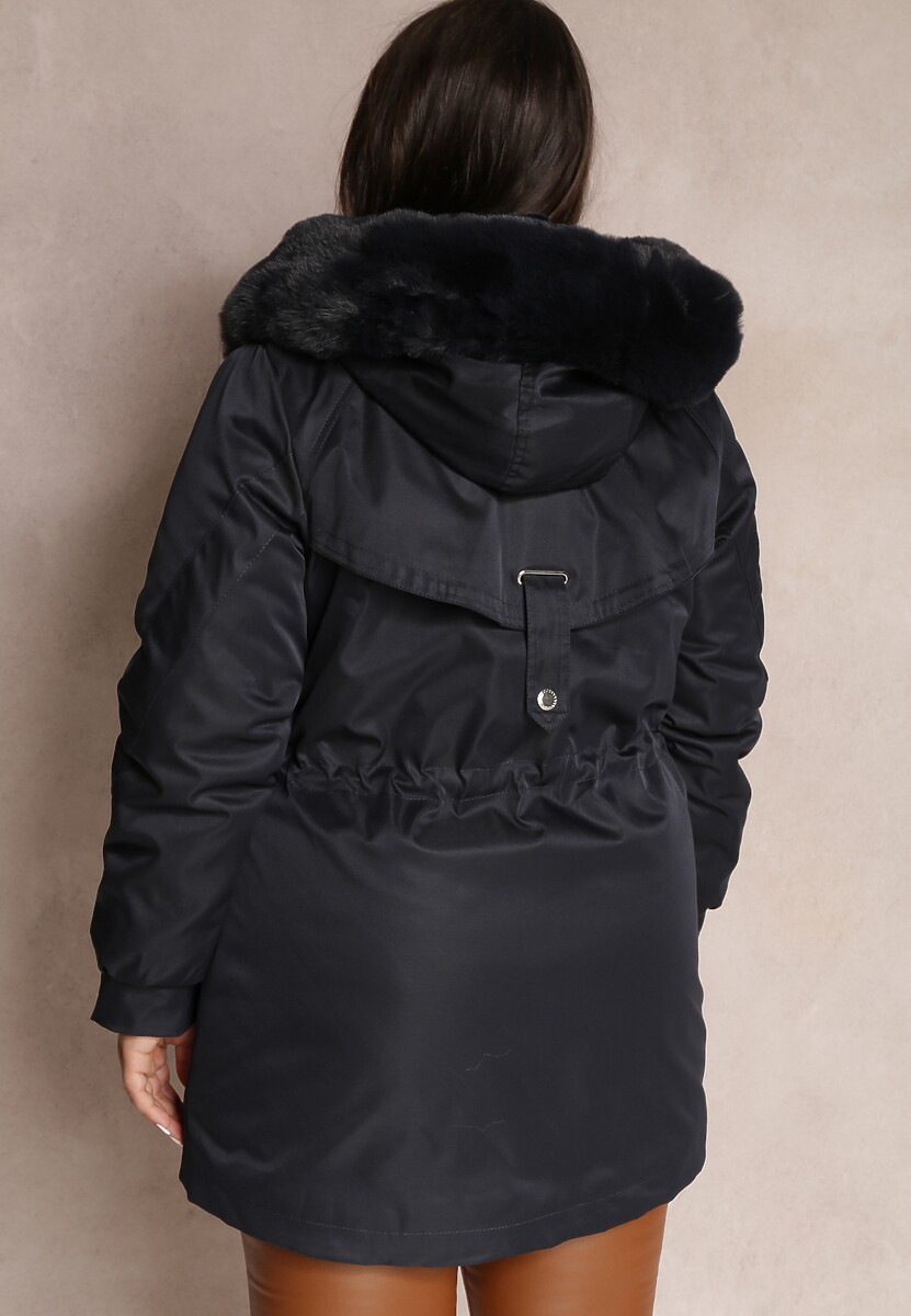 Granatowa Kurtka Parka Nylonowa Mivo