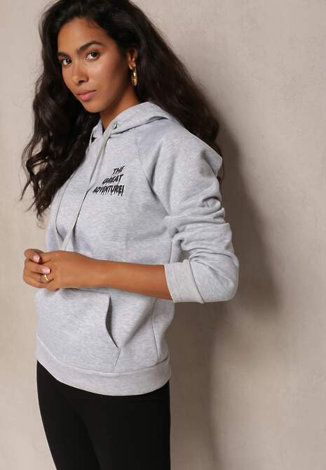 Jasnoszara Wsuwana Bluza z Kapturem Sivame