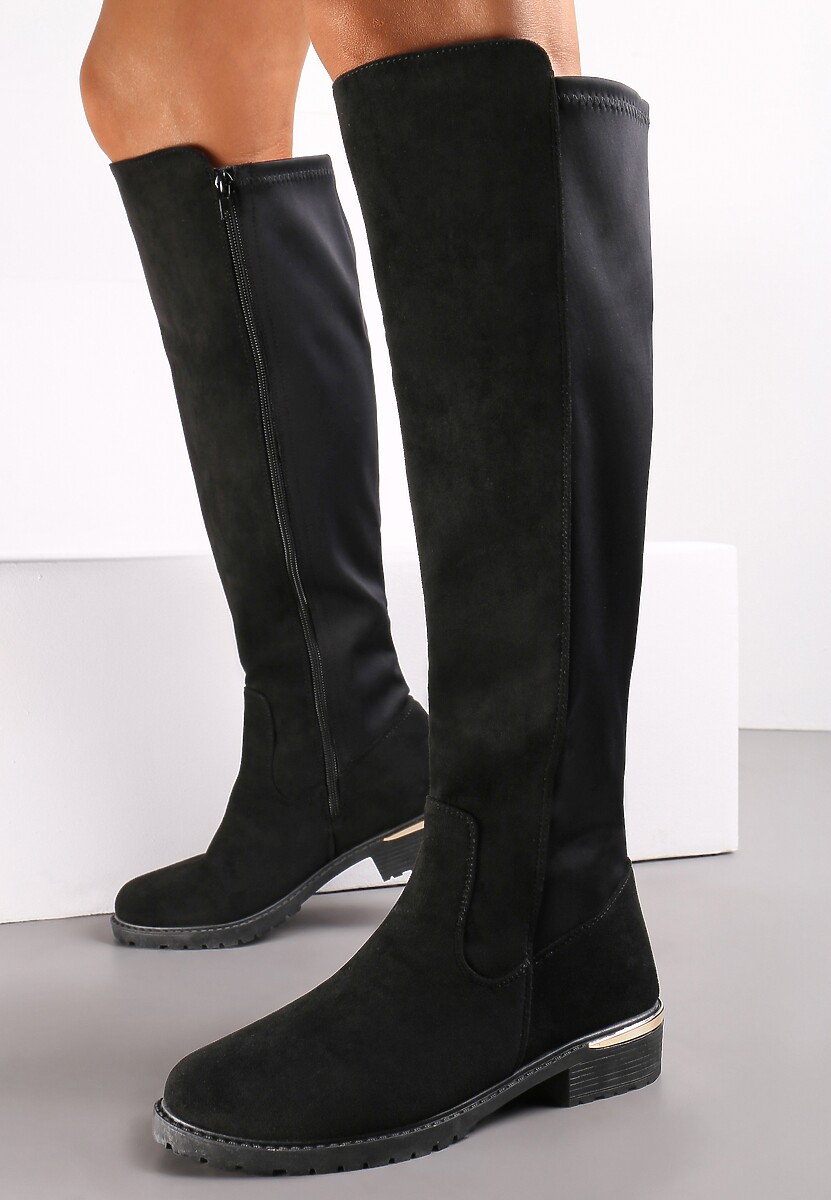 Szare Kozaki na Płaskim Obcasie z Cholewką do Kolana Navella