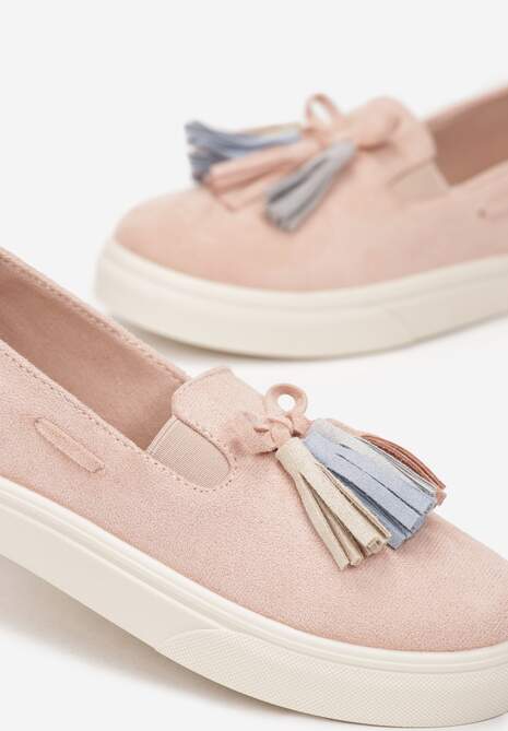 Różowe Półbuty z Chwostami na Grubej Podeszwie Melana