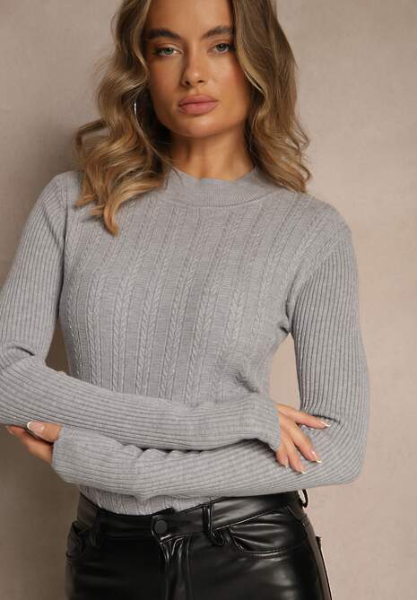 Szary Golf z Tłoczonym Wzorem Ralinnea