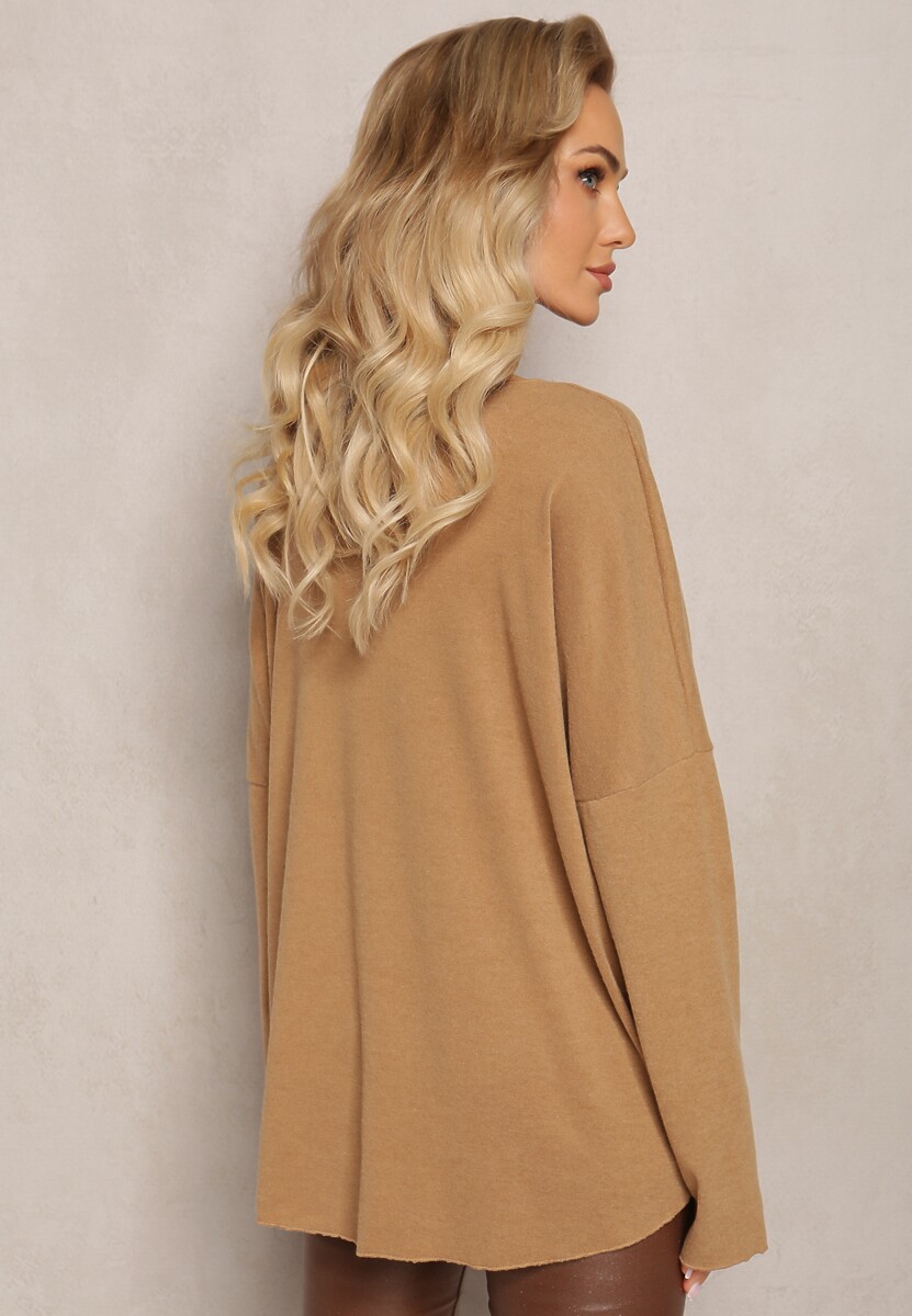 Ciemnobeżowy Sweter o Luźnym Kroju Adaoma