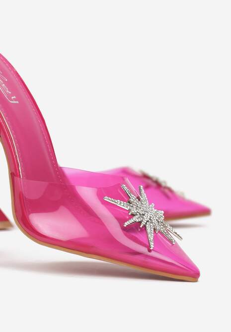 Fuksjowe Silikonowe Sandały na Klepsydrze z Cyrkoniami Meley