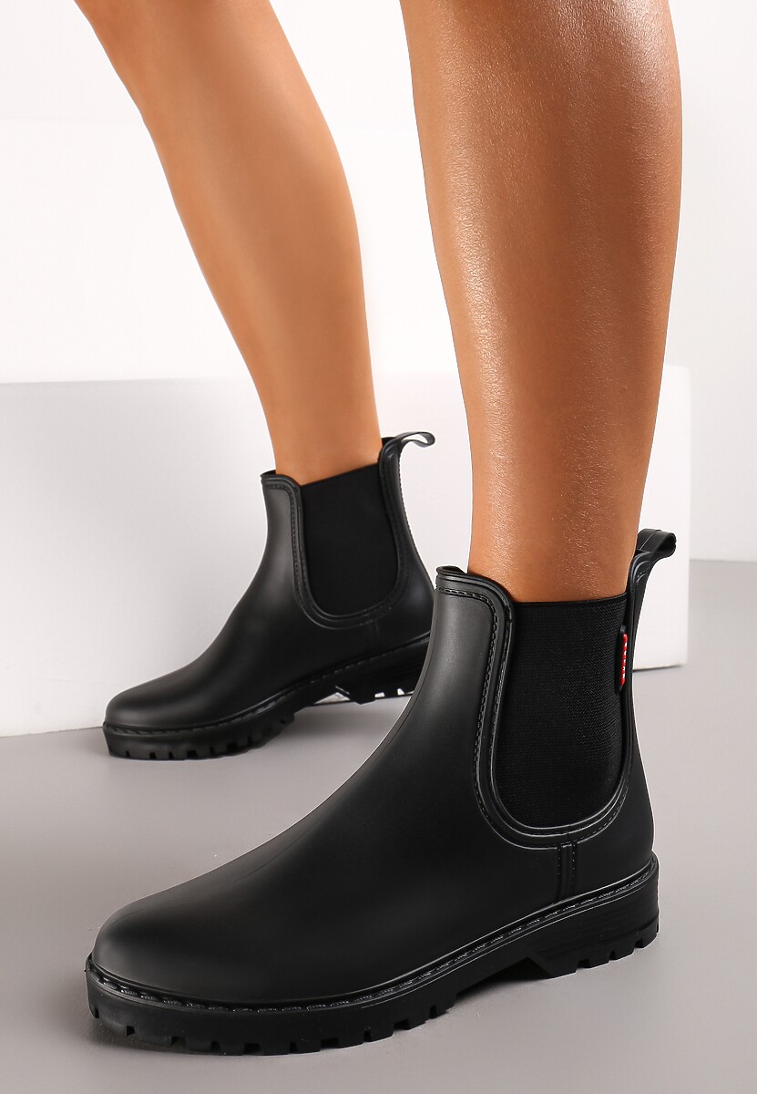 Czarne Kalosze z Elastycznymi Wstawkami Zanara