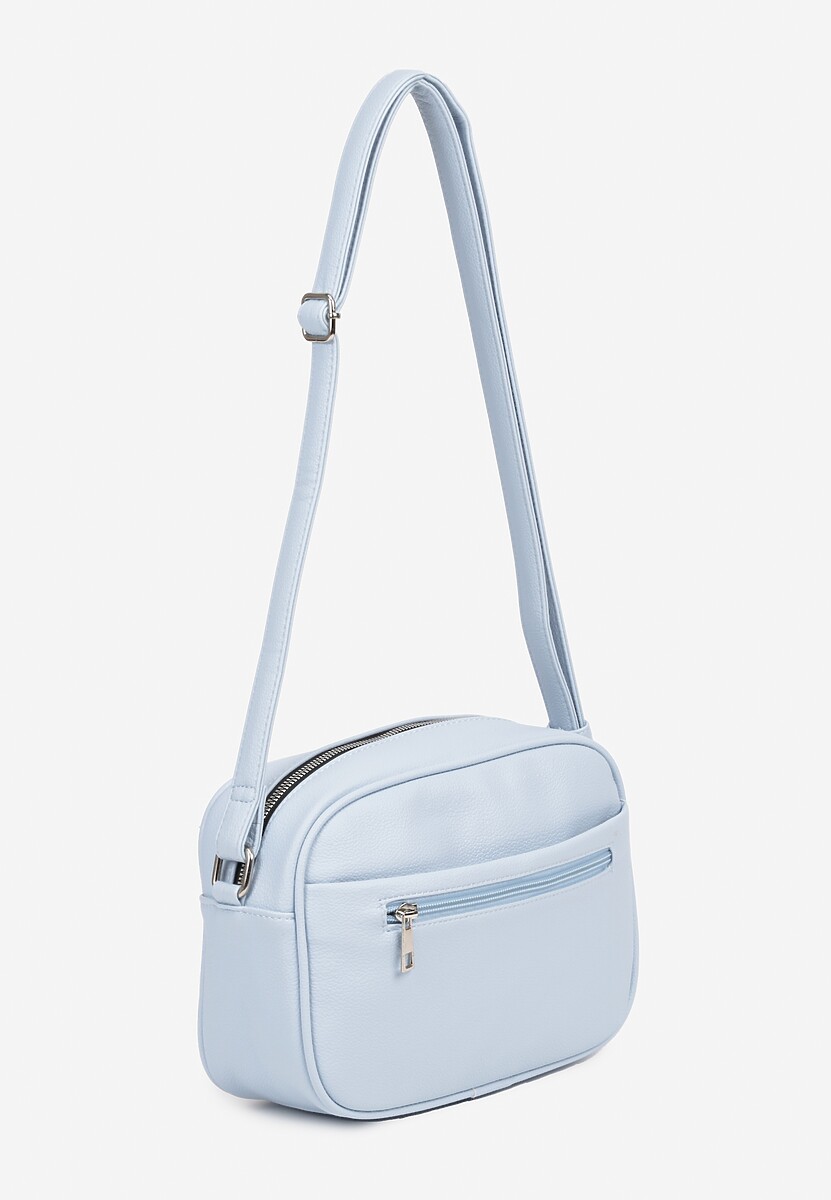 Niebieska Torebka na Ramię Ozdobiona Metaliczną Aplikacją Nanithra