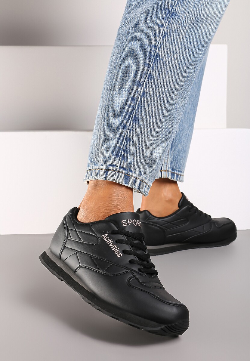 Czarne Buty Sportowe na Piankowej Podeszwie Zakiria